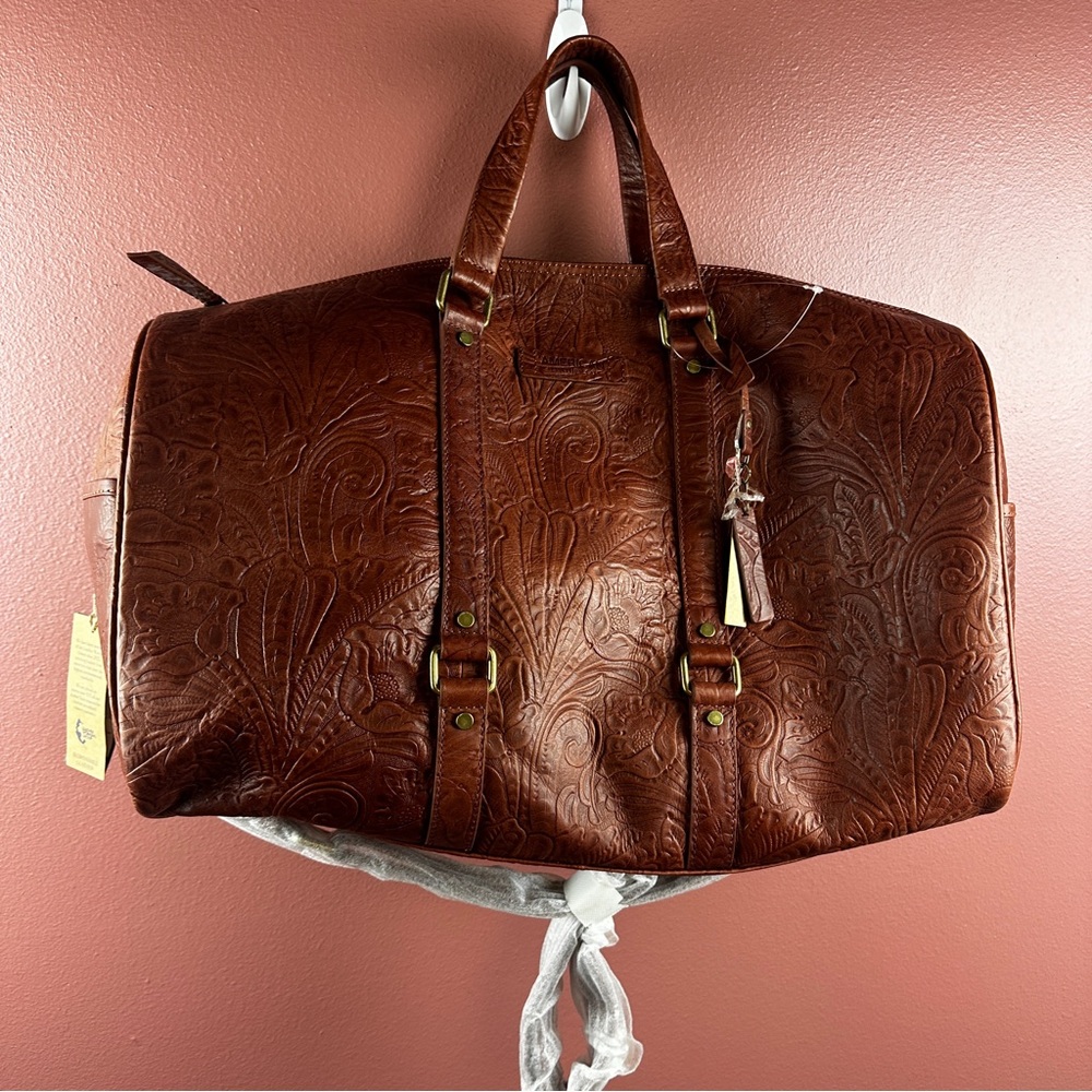 NWT American Leather Co. Arlington Weekender in Brandy Tooled